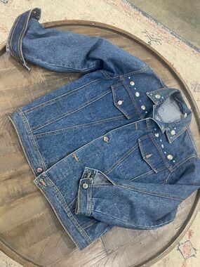 Paris Express VINTAGE Blue Denim Jacket with Stud Accents